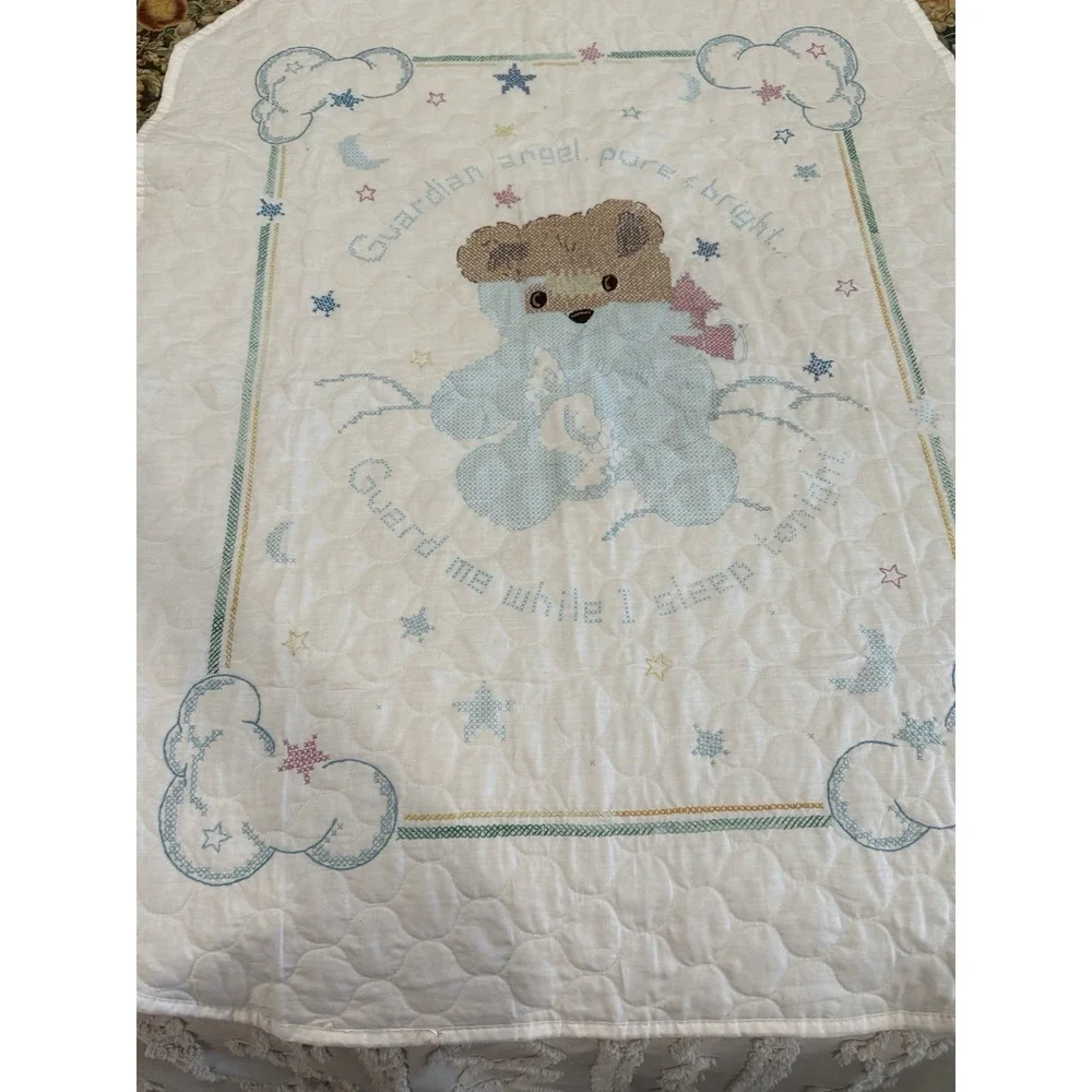 Dimensions Cuddly Bear Quilt 13065 Stamped Cross Stitch Kit Guardian Angel *Read
